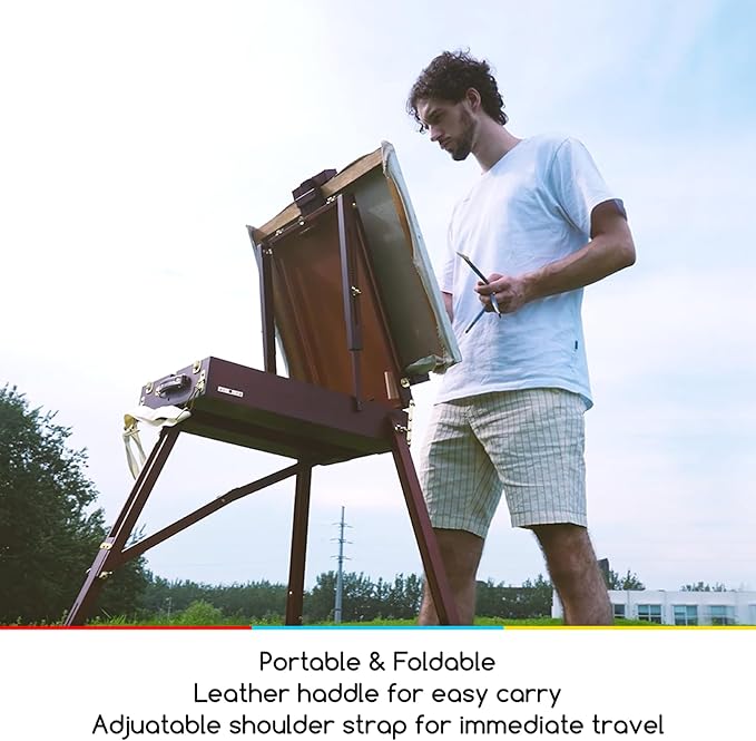 MEEDEN French Easel, Plein Air Easel, Art Easels for Painting Adult, Travel Easels,Portable Artist Easle for Outdoor Painting, Sketching, Display