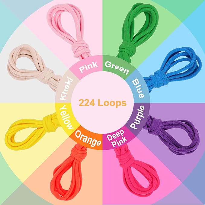 IQKidz 224 PCS Loom Loops Refill for Potholder Weaving Loom Kit Toys, Elastic DIY Arts and Crafts Loops Supplies for Kids Beginners, Perfect Birthday Gifts for 5 6 7 8-12 13 Year Old Girls