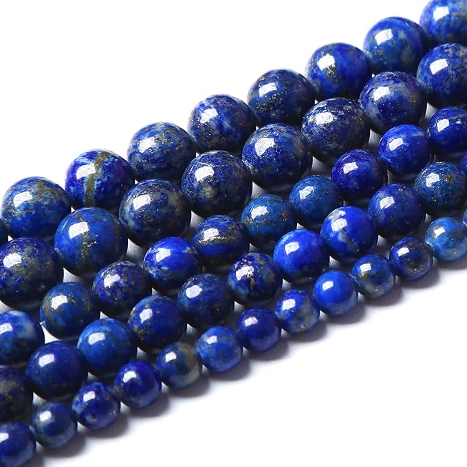 10mm 32PCS AAA+ Natural Lapis Lazuli Gemstone Beads Round Loose Stone Beads for Jewelry Making DIY Bracelets Necklace Earrings 32" 2 Strands