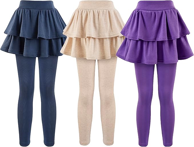 Girls School Uniform Pants Leggings with Skirts Stretch Warm Jegging 4-12 Years