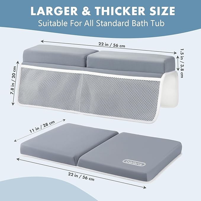 beiens Bath Kneeler and Elbow Rest Pad Set - 1.5'' Comfortable Thick Baby Bath Kneeler Pads, Quick Dry Soft Kneeling Pad for Baby Bath Time, Non-Slip Knee& Arm Support Bathtub Mat with Toys Organizer