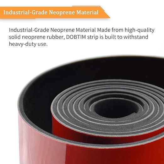 DOBTIM Solid Neoprene Rubber Strips with Adhesive Backing 1/16 (.062)" Thick x 1" Wide x 25' Long, Self Adhesive Rubber Sheets, Rolls & Strips for DIY Gaskets Crafts Pads Seals Warehouse Flooring