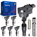 KAX Set of 6 Coil Pack & Iridium Spark Plugs w/Magnetic Socket for GMC Acadia, Canyon & Chevyrolet Camaro, Colorado, Blazer & Bu