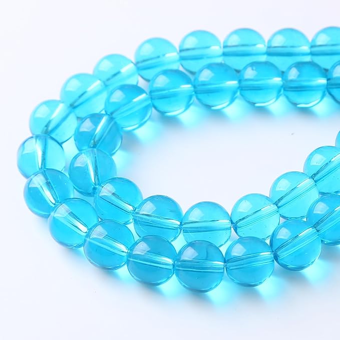 60pcs 6mm Topaz Blue Crystal Glass Beads Round Loose Spacer for Jewelry Making DIY Bracelet Necklace Healing Power Stone (Blue Crystal Glass, 6mm)