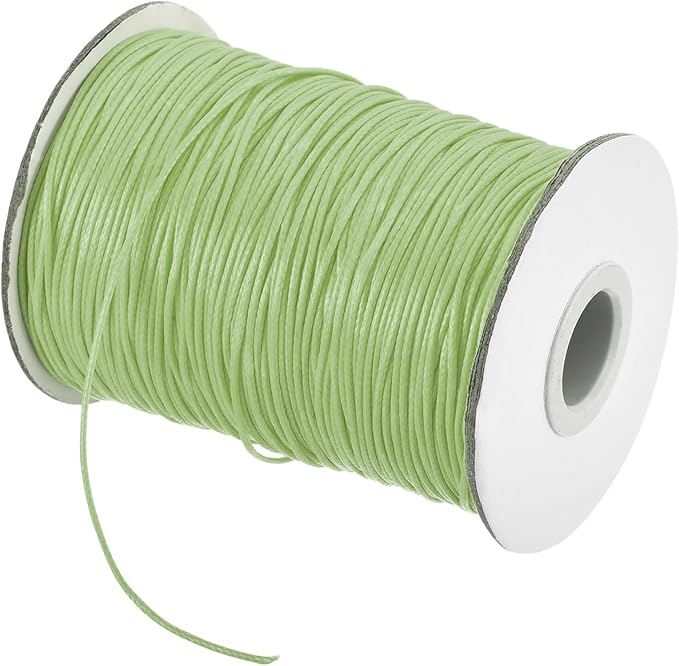 MECCANIXITY Waxed Cord 0.8mm Waxed Polyester Cord 175 Yard Wax String for Bracelet Making,Necklaces, Beading,Jewelry Making and DIY Crafts(Grass Green)