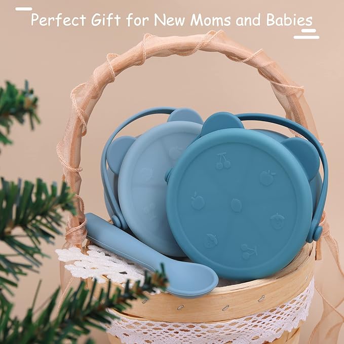 Silicone Snack Cups for Toddlers, Kids Snack Containers No Spill, Baby Treat Holders with Handle Dust Proof Lid, 2 Pack Dishwasher Safe and BPA Free 9 oz