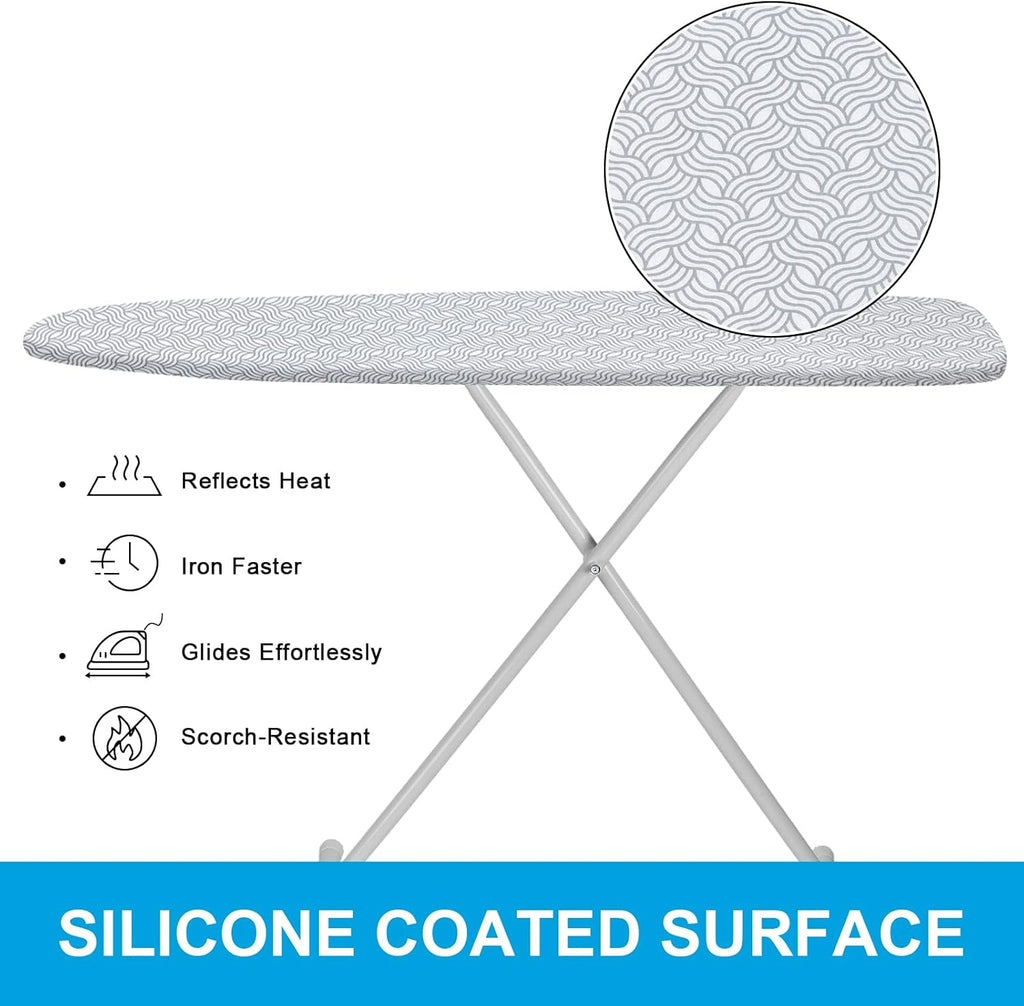 Extra-Wide Ironing Board Cover and Pad Replacement with Scorch and Stain Resistant Thick Padding and Elasticized Edge 18" x 49" Ironing Board Covers 4 Fasteners and 1 Protective Scorch Mesh Cloth