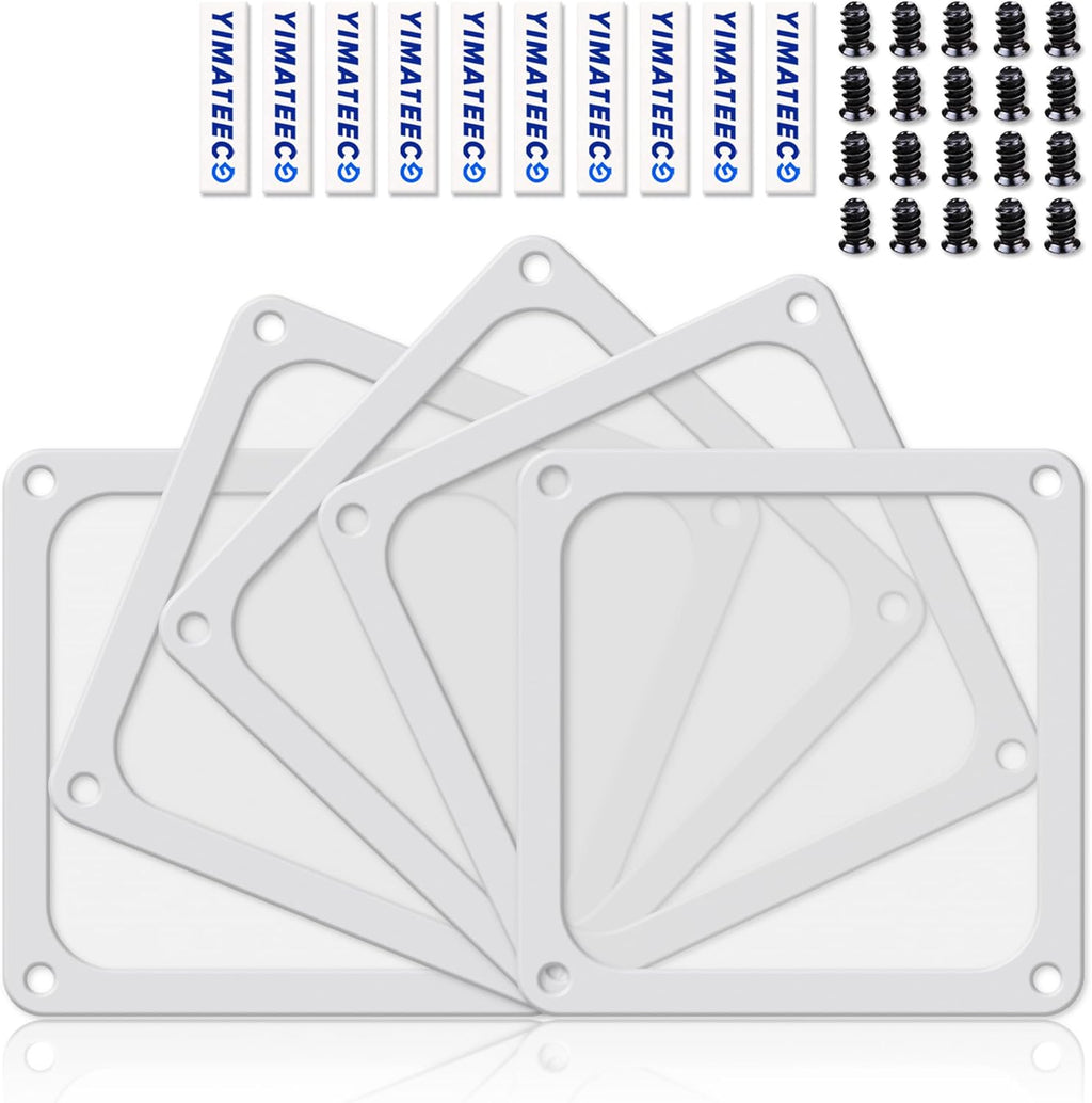 Dust Filter PC 140mm for Computer Cooler/PSU/Routers Nylon 80 Mesh, Magnetic Frame PC Fan Dust Mesh PC Cooler Filter Dustproof Computer Fan Grills (Nylon, 140 * 140mm, 5pcs, White)