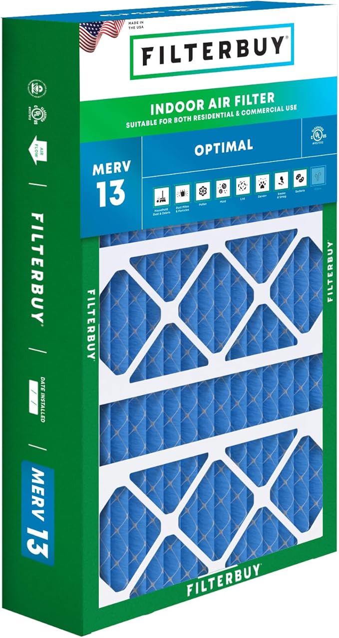 Filterbuy 17x26x4 Air Filter MERV 13 Optimal Smoke & Allergy Defense (1-Pack), Electrostatic Pleated HVAC AC Furnace Filters Replacement for Lennox (Actual Size: 16.56 x 25.94 x 4.13)