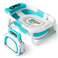 AVIDOR Baby Bathtub,Collapsible Bathtub for Newborn to Toddler,Durable Essential Infant Bath Tub,Portable Travel Baby Bathtub with Soft Cushion,No-Slip Hanging and Detachable Bathtub(Blue)