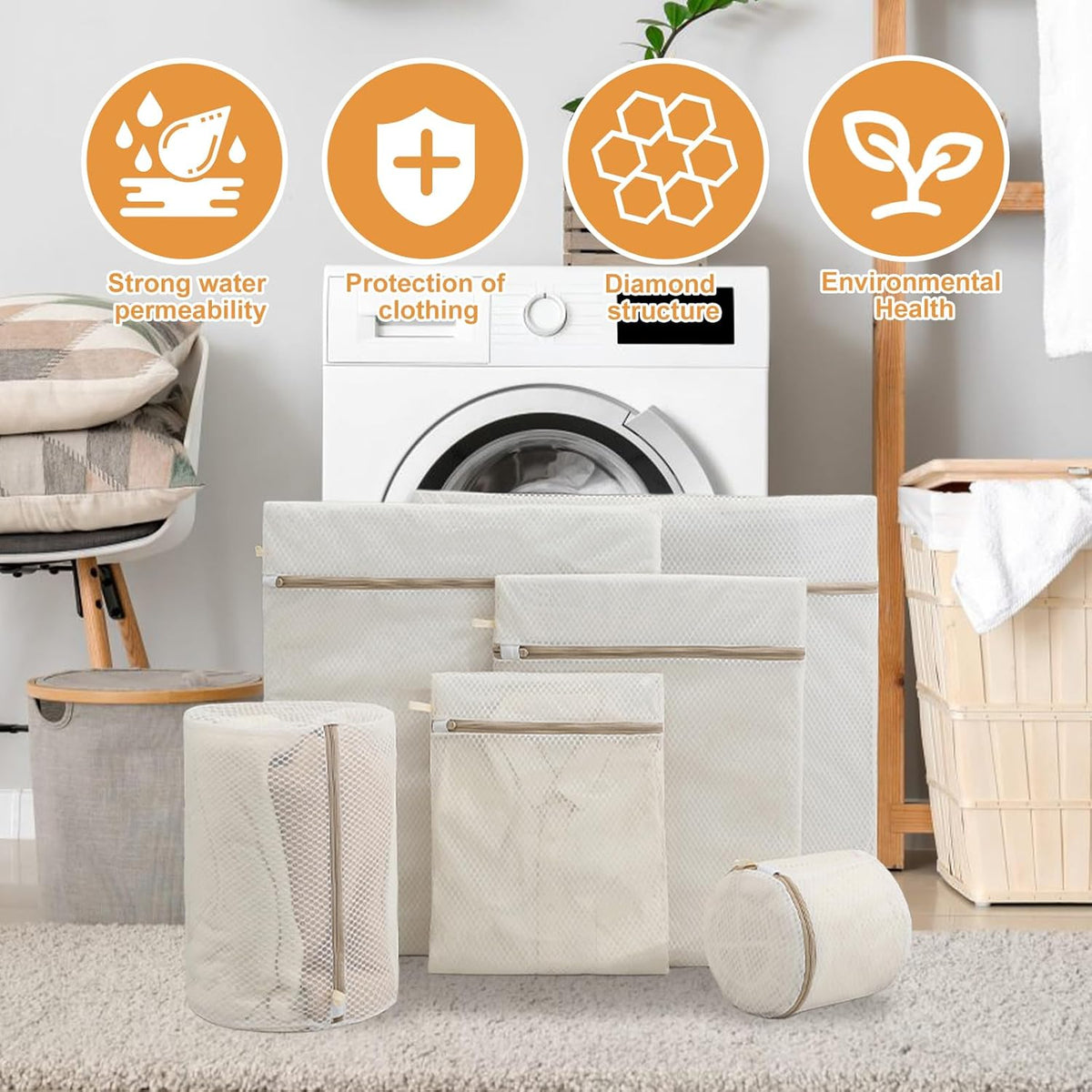 6PCS Laundry Bag For Washing Machines, Specialized For Washing Underwear And Bras, Anti Deformation Washing Bag, Laundry Filter Mesh Bag