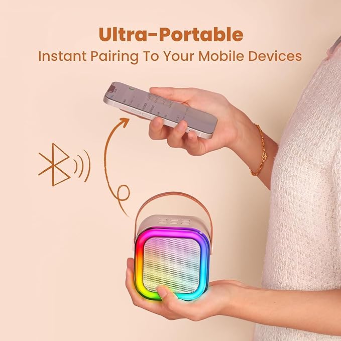 IROO Mini Karaoke Machine for Kids, 2025 TOP Toys Birthday Gifts Ideas for Girls Ages 4, 5, 6, 7, 8, 9, 10, 12+ Years Old, Portable MP3 Player with 2 Wireless Mics for Party