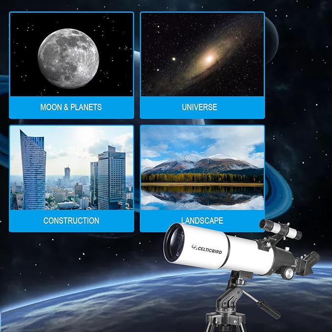 Telescope for Adults High Powered, 80mm Aperture 600mm Telescopes for Adults Astronomy, Travel Telescopio for Beginners with AZ Mount, Backpack, Phone Adapter, Moon Filter