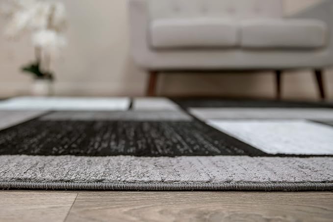 Rugshop Contemporary Modern Boxes for Home Office,Living Room,Bedroom,Kitchen Non Shedding Area Rug 6' 6" X 9' Gray