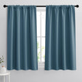 RYB HOME Bathroom Curtains for Small Window, Room Darkening Privacy Assured Curtains Drapes Lights & Draft Blocking for Kitchen Pantry, W 42 x L 45 inches, 2 Panels, Slate Blue