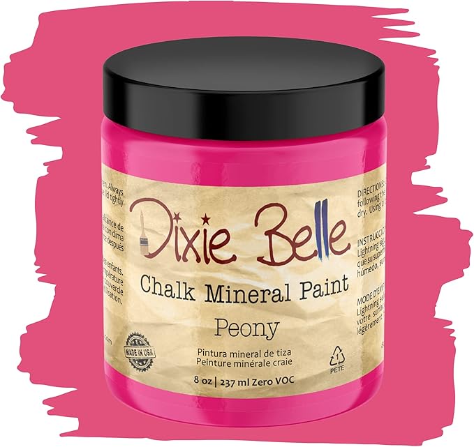 Dixie Belle Paint Company Chalk Finish Furniture Paint - Peony (8oz) - Matte Hot Pink Chic Chalk Mineral DIY Furniture Paint