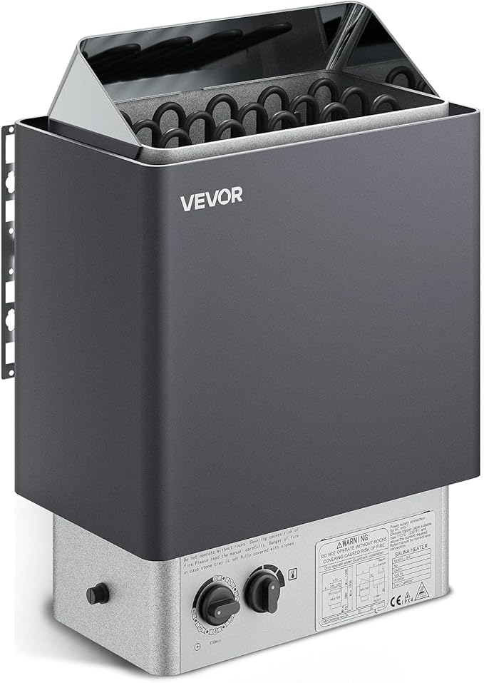 VEVOR 9KW Sauna Heater, Steam Bath Sauna Heater with Built-in Controls, Electric Sauna Stove, 3h Timer and Adjustable Temp for Max. 317-459 Cubic Feet, Home Hotel Spa Shower Use 220V FCC Certification