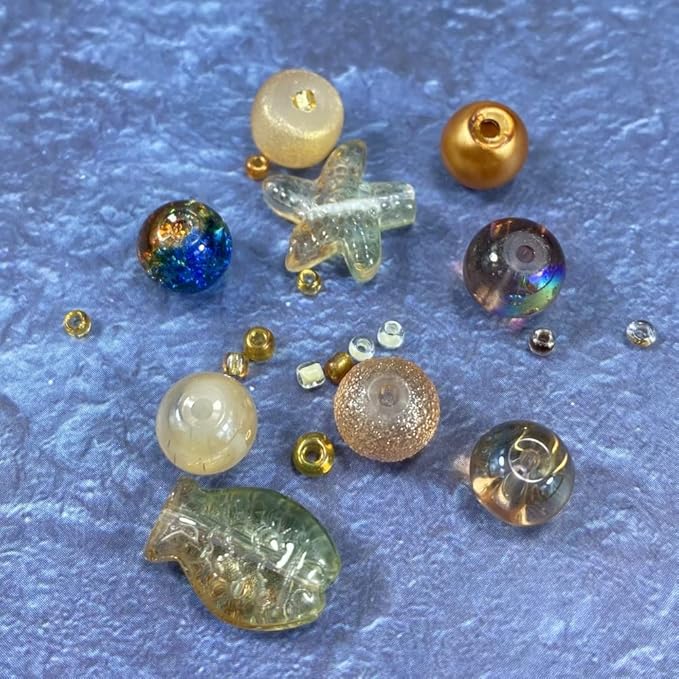 Assorted Glass Resin Beads Multi Size Colors Smooth Cracked Gravel Millet Spacer Beads for Bracelets Necklace Earring DIY Jewelry Making Craft(Scented Tea Series)