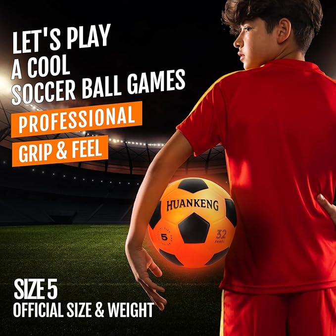 Upgrade Rechargeable Glow in The Dark Ball Toys Birthday Gifts for 6 7 8 9 10 11 12 13 14 15 Year Old Boys, Sports and Outdoors Light Up Ball Games for Teen, Kids Boys Toy Stuff Ages 6-15