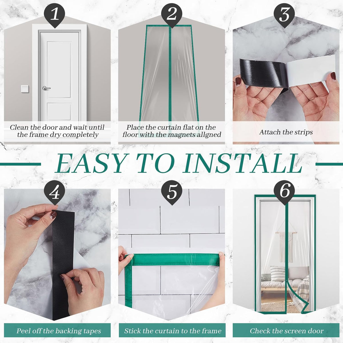 Amylove Zipper 60 x 102 Inch Dust Barrier Kit Construction Door Barrier 5 x 8.5 ft Reusable Plastic Curtain Cover Containment Standard Doorway Temporary Wall Screen Green Sheeting for Bathroom Hallway