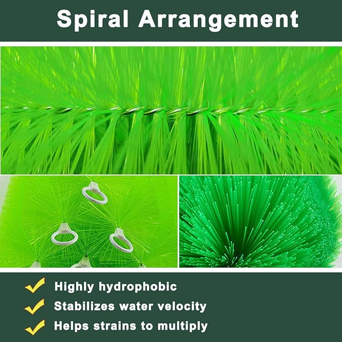 100 Packs Filter Brushes Aquarium Brushes Set for Koi Pond Water Garden Outdoor Pond Skimmers Brush Filter Cleaning Brush 35.5 Inch by 4.7 Inch (Green)