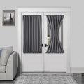 DWCN French Door Curtains – Rod Pocket Thermal Blackout Curtain for Doors with Glass Window, Kitchen and Patio Doors for Privacy, 54 X 40 Inches Long, 1 Curtain Panel with Tieback, Grey