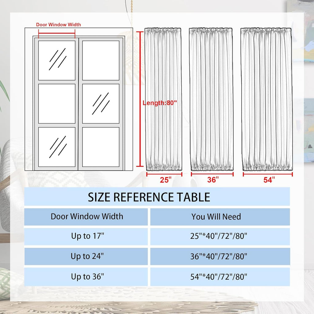 DWCN French Door Curtains Rod Pocket Thermal Blackout Curtain with Glass Window, Kitchen and Patio Door Privacy, 54 X 80 Inches Long, 1 Curtain Panel with Tieback, Navy Blue