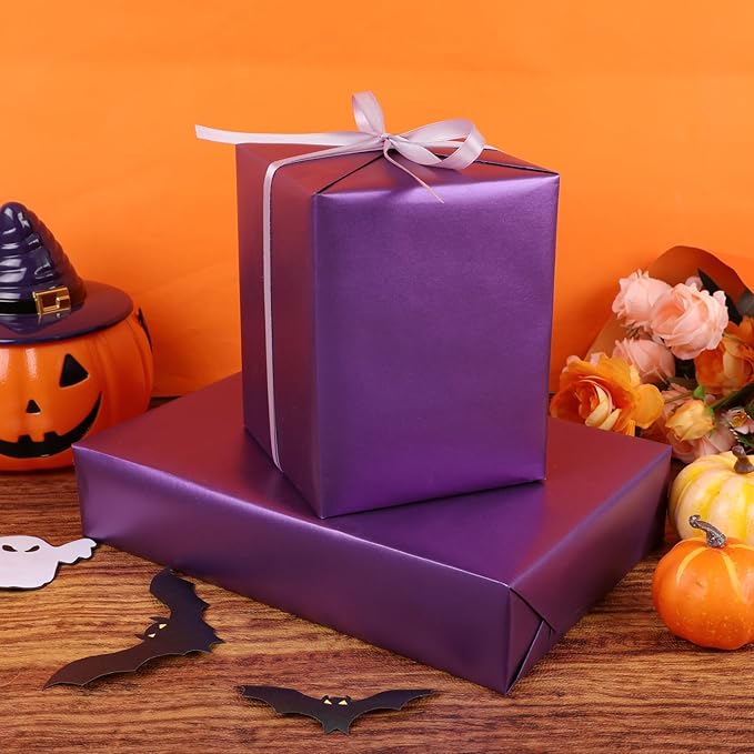 NESCCI Deep Purple Matte Wrapping Paper,Solid Color Pearly-Lustre Paper-3 Roll,17 Inches X 32.8 Feet Per roll.Gift Wrapping Paper,Perfect for Wedding,Valentine's Day,Birthday, Christmas,Baby Shower