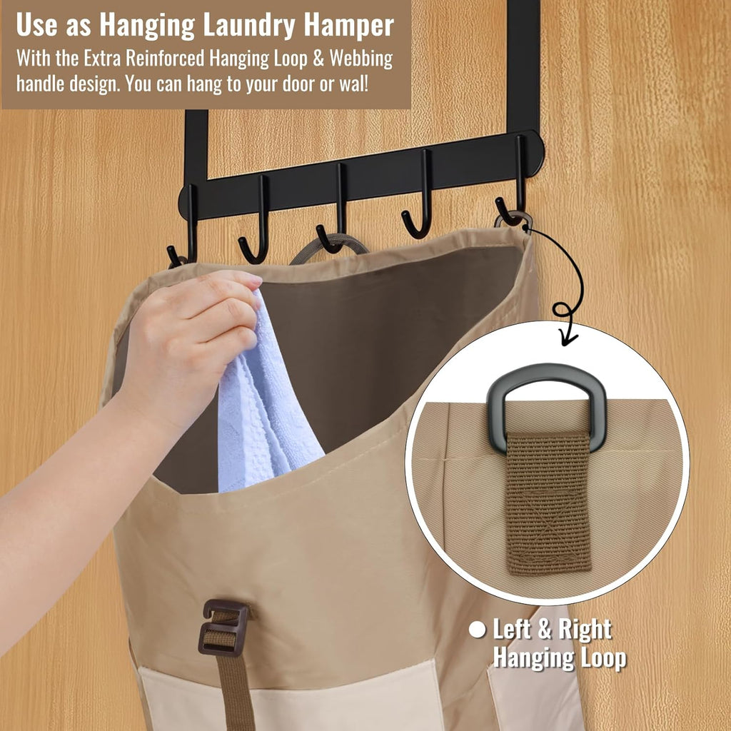 Laundry Bag Backpack, 125L Extra Large Travel with Shoulder Straps, Adjustable & Extendable Design, Laundry Hamper Bag with 3 Pockets for Laundromat, College, Travel, Camping (Brown)