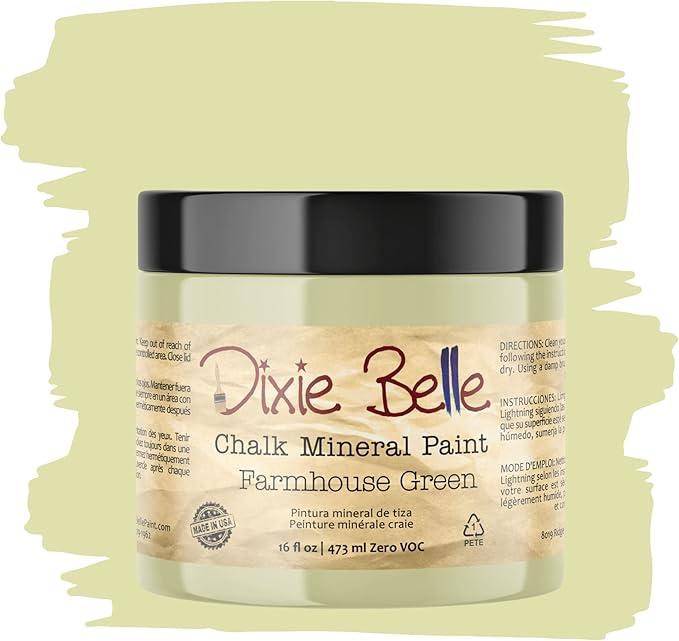 Dixie Belle Paint Company Chalk Finish Furniture Paint - Farmhouse Green (16oz) - Matte Spring Green Chic Chalk Mineral DIY Furniture Paint