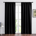 RYB HOME Blackout Curtains for Living Room, Large Window Shades for Bay Window Dining Parlor Bedroom Patio Door, Wide 34 x Long 80 inches, Black, 2 Panels