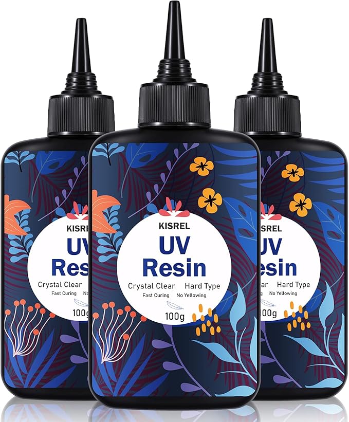 KISREL UV Resin 300g - Upgraded UV Resin Kit, Hard Type Crystal Clear Ultraviolet Curing UV Epoxy Resin for Craft Jewelry Making