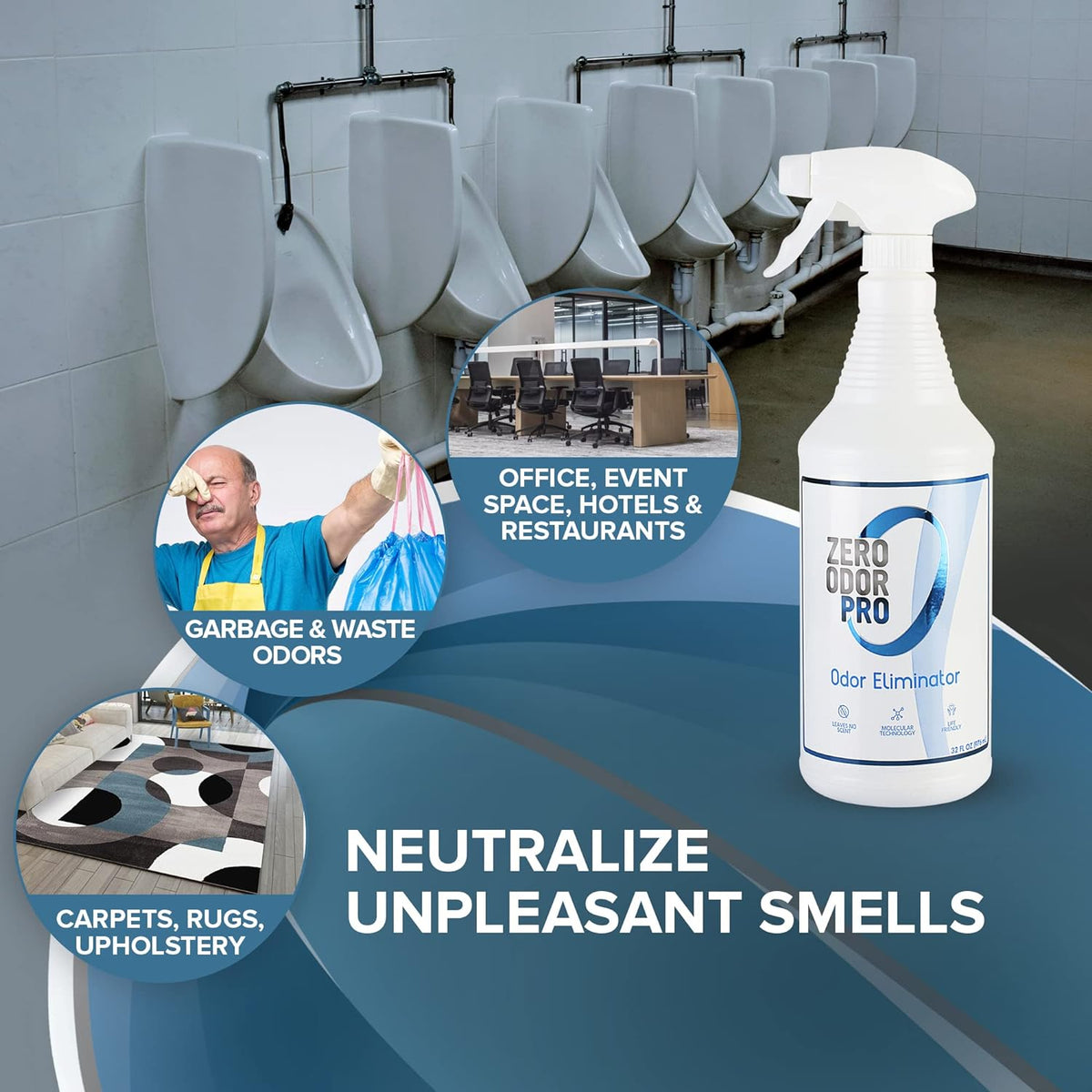 Zero Odor Pro - Commercial Strength Eliminator Odor Neutralizer, Room Deodorizer Odor Eliminator Musty Smell - Strongest Odor Eliminator Trigger Spray, (32-ounce)