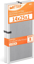 2-Pack 14x25x1 MERV 8 Reusable & Washable Electrostatic Air Filters - Long-Lasting Filter for HVAC, Furnace & Air Conditioner Units, Actual Size: 13-5/8” x 24-5/8” x 7/8”