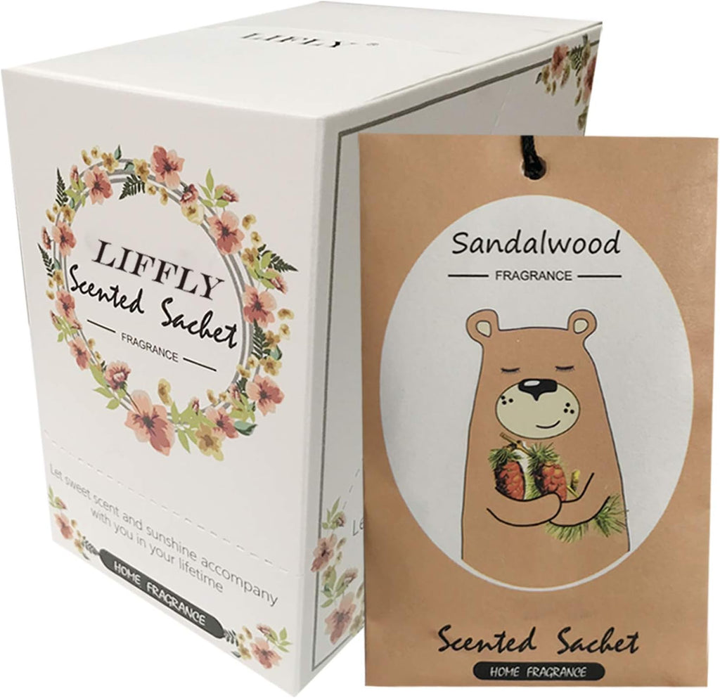14 Packs Sandalwood Scented Sachets Bag for Drawer and Closet Gift Box