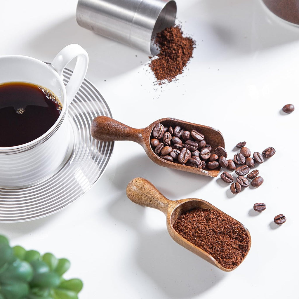 Wooden Scoops for Canisters 3PCS Small Wooden Scoop Acacia Wood Scoops for Jars Mini Coffee Scoops for Canisters for Ground Coffee Scoop for Seasoning Bath Salt Laundry Shovel-Multipurpose