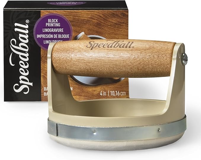 Speedball Block Printing Baren - Comfortable Wooden Handle, Made in the USA - 4 Inches (4139)