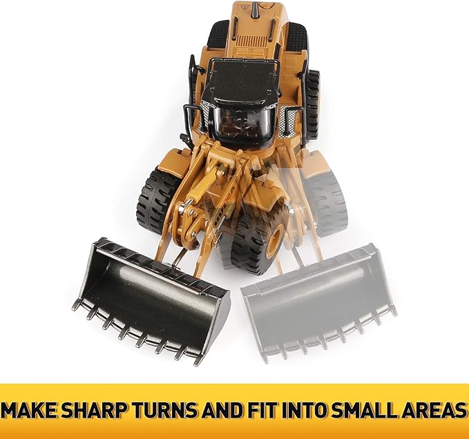 1/50 Scale Diecast Four Wheel Loader Truck Toy, Metal Construction Equipment Bulldozer Models for Kids (Wheel Loader)