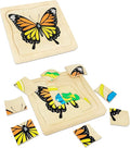 Montessori Wooden Puzzles for Kids Ages 4-8, 4 Layer Life Cycle of Butterfly Jigsaw Puzzle for Toddlers, Children Preschool Learning Educational Puzzles Spring Toys Gift for Boys and Girls (Butterfly)