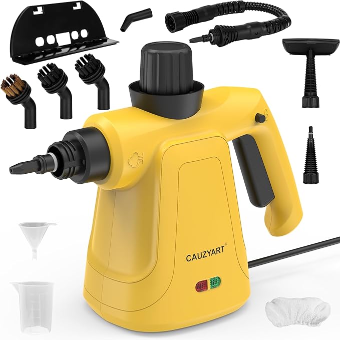Steam Cleaner for Home, Cauzyart Pressurized HandHeld Steamer for Cleaning with 11pcs Accessories and Safety Lock, Multi-Purpose Steamer for Bathroom,Tile, Window and Car