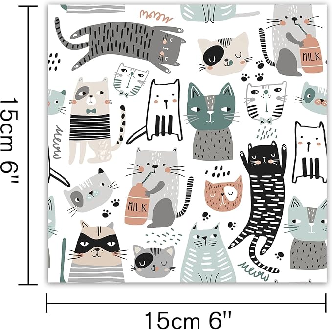 24 Sheets 12 Designs Scrapbook Paper Pad,6"×6” Single-Sided Decopodge Craft Cardstock Paper,Christmas Scrapbooking DIY Decorative Background Cardmaking Supplies.Cat's Life