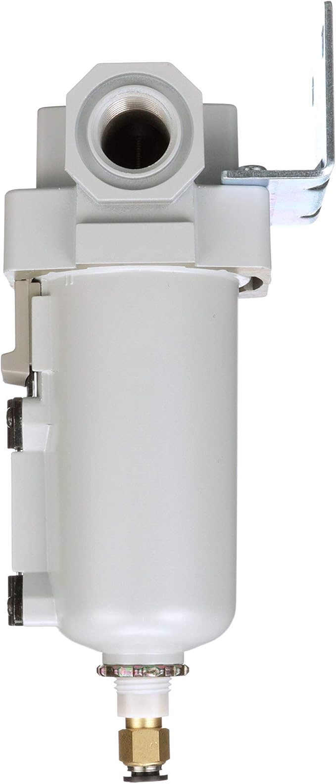 PneumaticPlus SAFD400-N04BD-MEP Compressed Air Coalescing Filter, 0.01 Micron 1/2" NPT - Metal Bowl, Auto Drain, Bracket