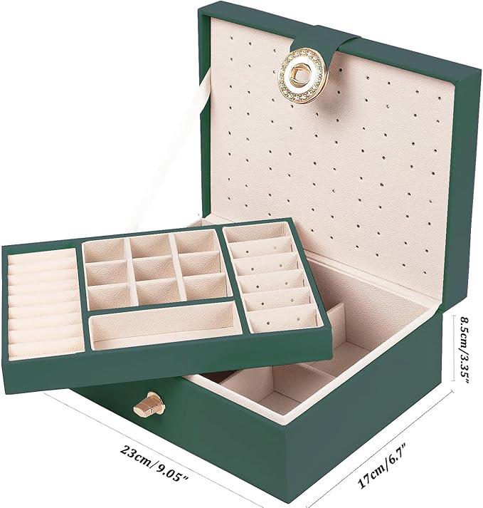 Womens Earring Jewelry Box for Girls Jewelry Earring Organizer Box Earring Holder Organizer for Girls Jewelry Organizer Earring Boxes for Women Girls Stud Earring Organizer Jewelry Box Green