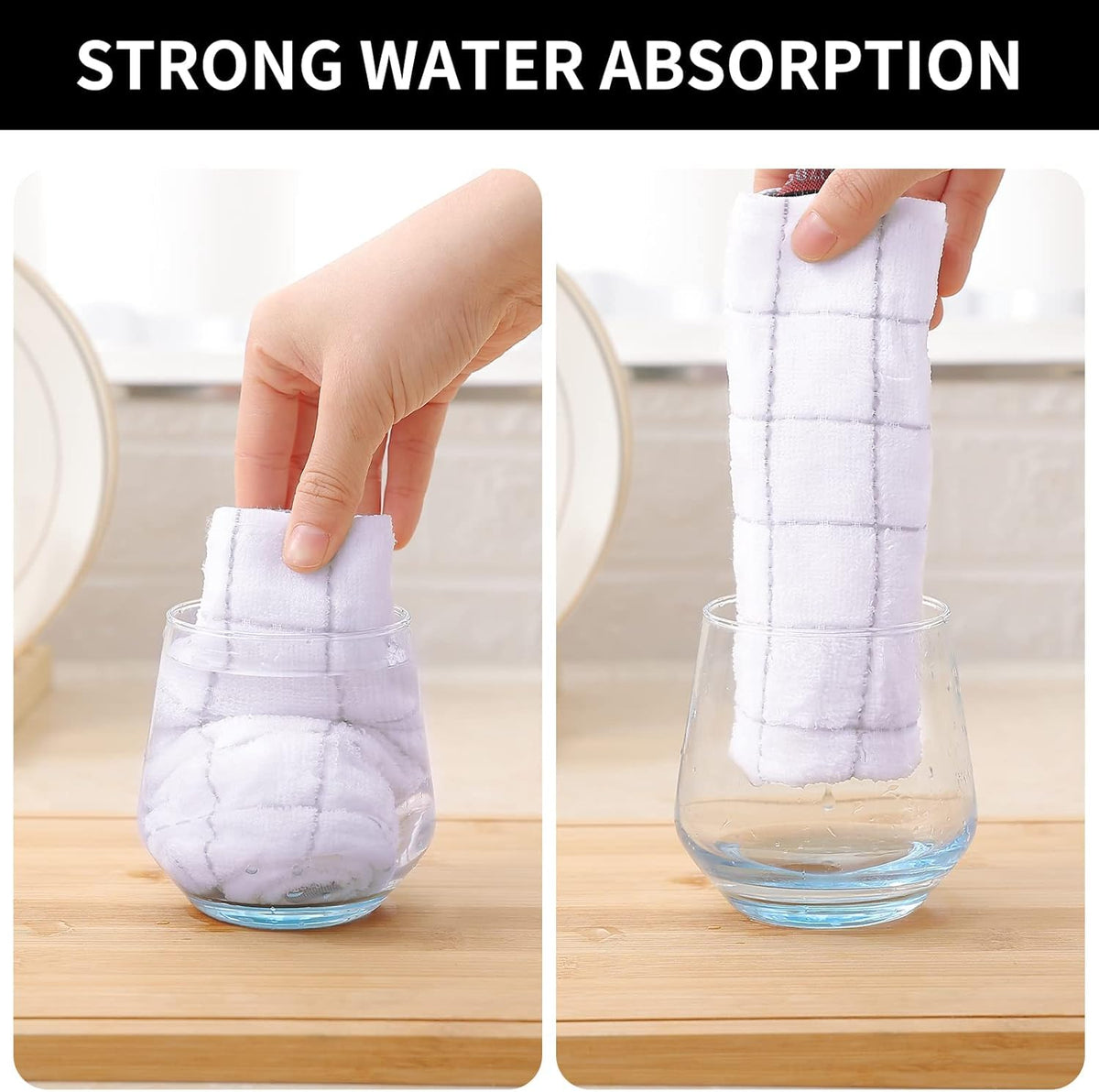 Homaxy 100% Cotton Terry Kitchen Dish Cloths, Ultra Soft and Absorbent Dish Towels for Kitchen, Suitable for Drying and Washing Dishes, 8 Pack, 12 x 12 Inches, White