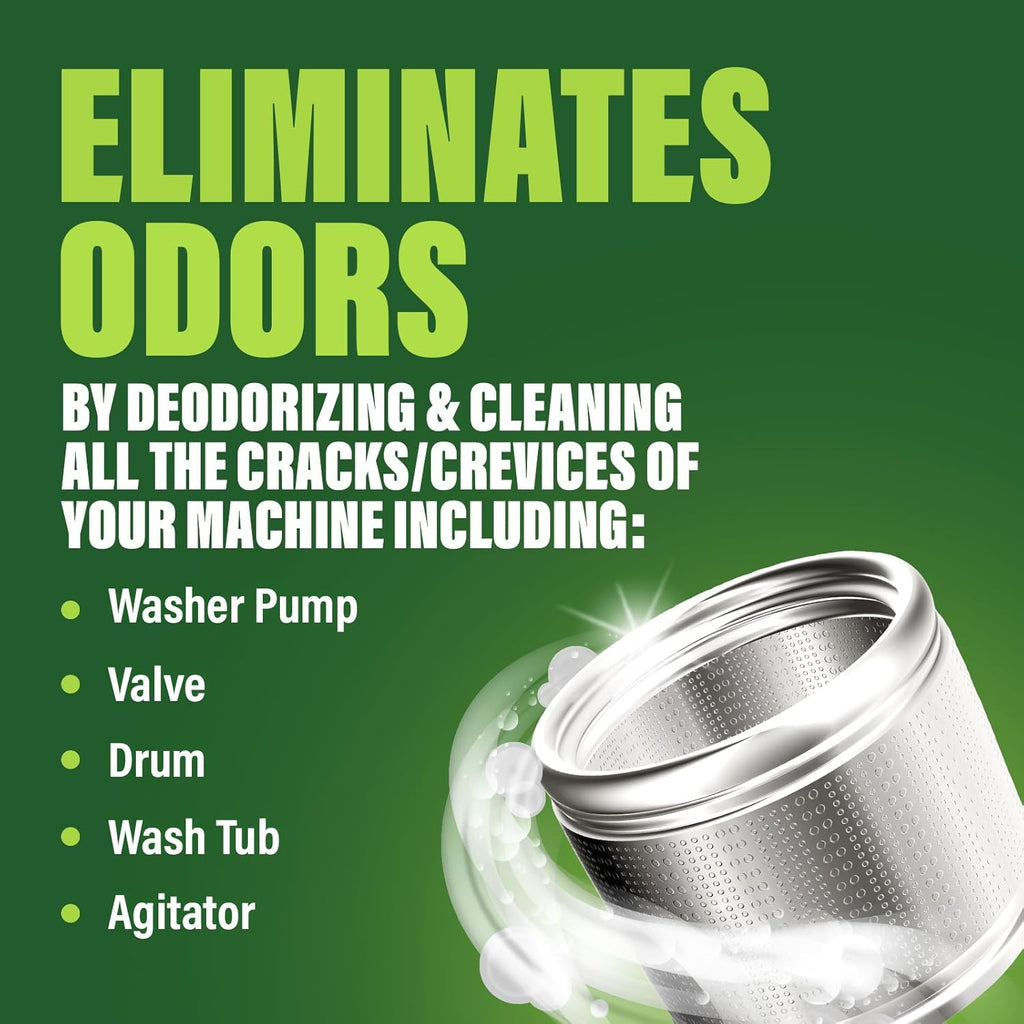 Green Gobbler Washing Machine Cleaner Tablets with Pipe Clean Technology Deodorizer | Front & Top Load Washer | 28 Count