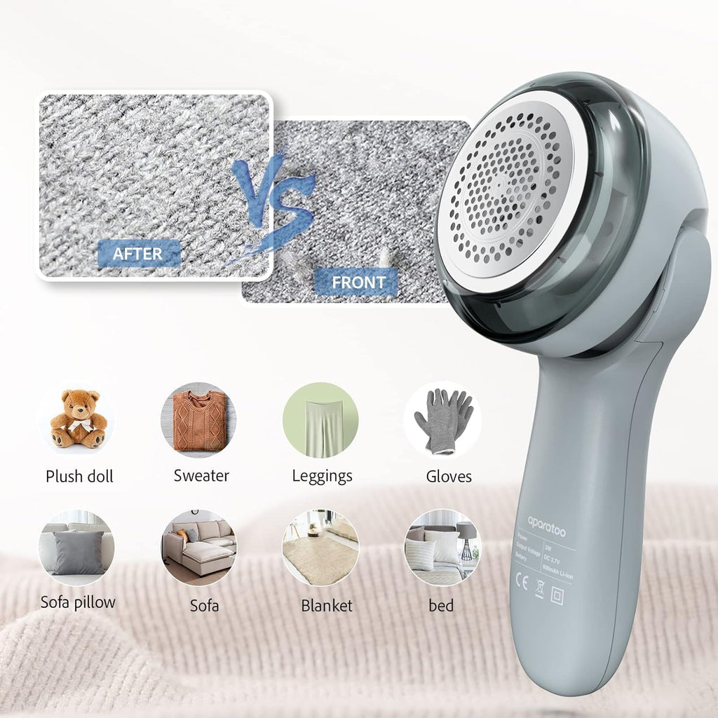 Fabric Shaver, Electric Lint Remover Shaver with 6-Leaf Blades, 2 Speeds Sweater Shavers to Remove Pilling with 3 Blades, Rechargeable Fabric Pill Shaver Fuzz Remover for Clothes Furniture Couch