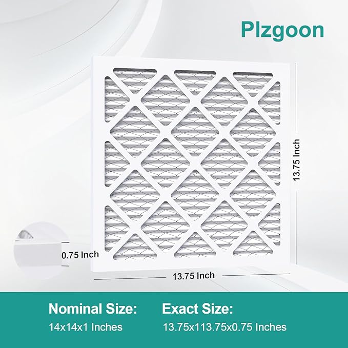 14x14x1 Air Filter MERV 8 (2 Pack) MPR 600 Pleated Air Furnace Filters Replacement Compatible with Air Conditioner HVAC AC Furnace (Exact Dimensions: 13 3/4x13 3/4x3/4 Inches)