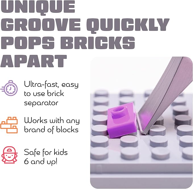 Brick Popper - World's Fastest Brick Separator - Efficient Remover for Kids & Adults - Ages 6+ - Essential Tool (Purple)