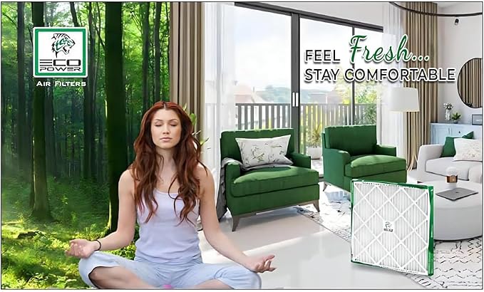 20x25x1, 1Pcs ECO POWER Air Filter MERV 10, Pleated HVAC AC Furnace Air Filters Replacement, Comparable to MPR 1000 & FPR 7 (Actual Size: 19.6 x 24.6 x 0.75 Inches), SB3332