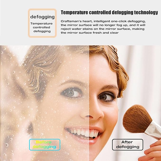 31.5 Inch LED Round Bathroom Mirror,Wall Mounted Multifunction Bathroom Vanity Mirror with Led Three-Color Light and Demister Pad, Circular Wall Mounted Vanity Mirror for Home Bathrooms,Shopping Malls